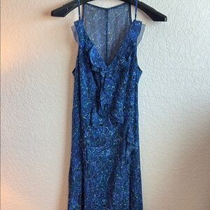 Blue Floral Sleeveless Dress